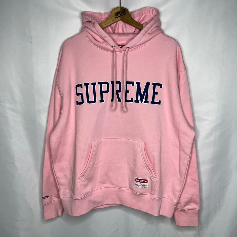 FW24 2024 Supreme NYC Mitchell & Ness NCAA UNC Tar Heels Hoodie in Pink M